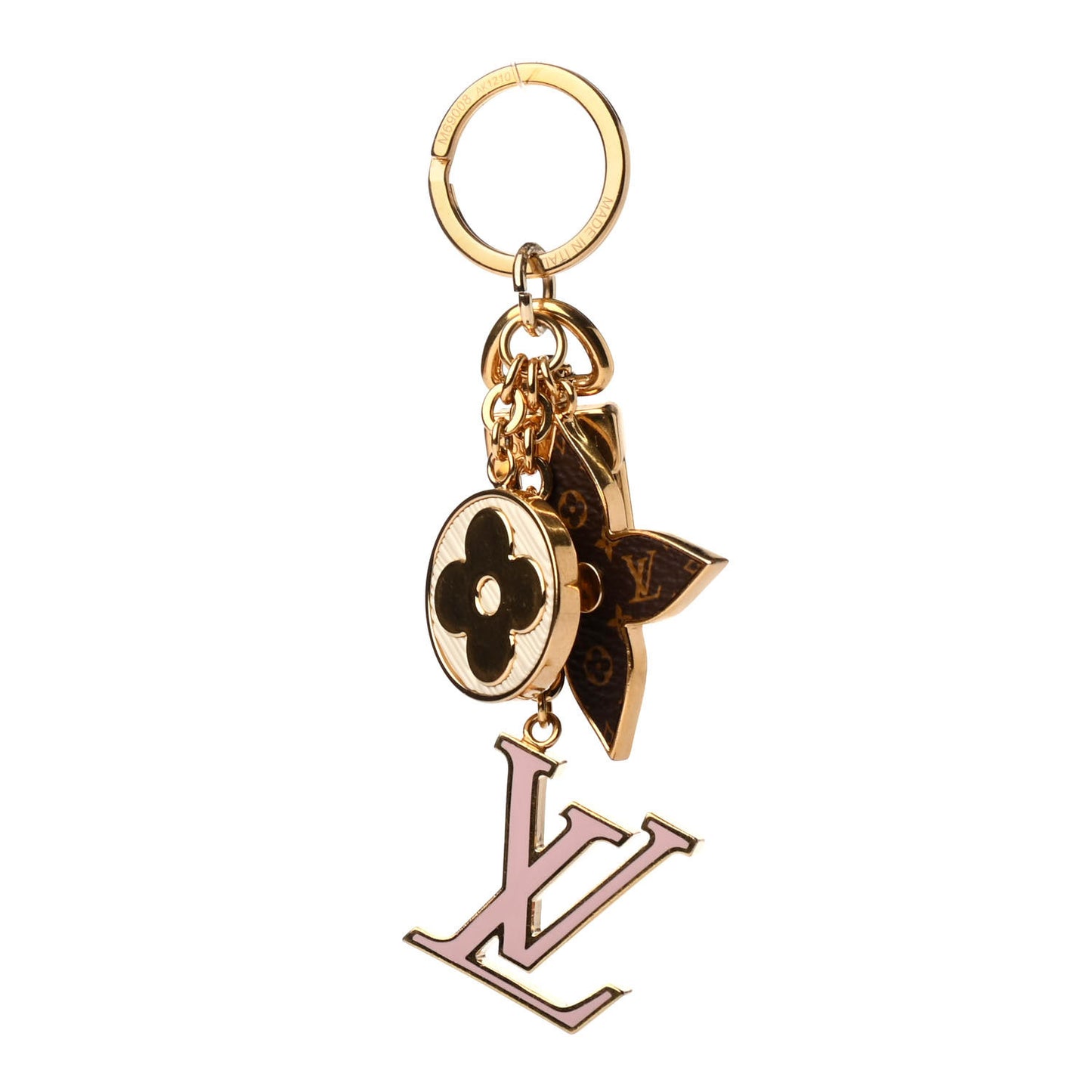 Metal Monogram Epi Spring Street Bag Charm Key Holder Gold