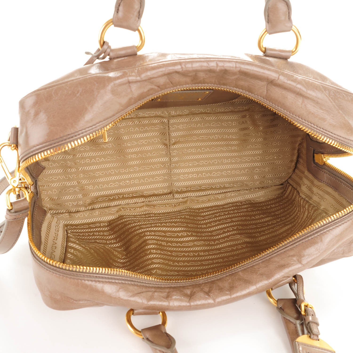 Prada Vitello Shine Satchel Giunco 5 of 8