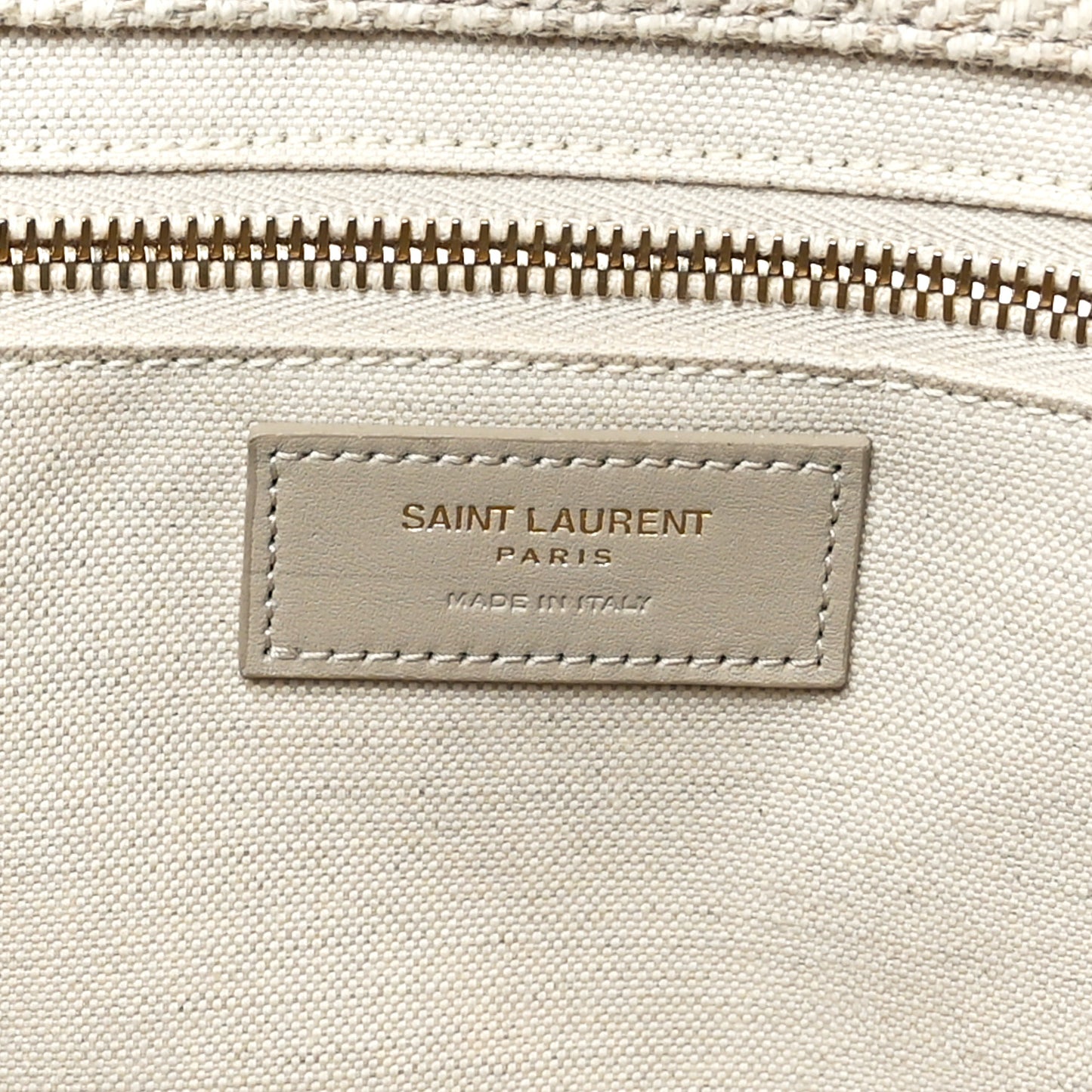 Linen Calfskin Small Rive Gauche Tote Beige Sea Salt