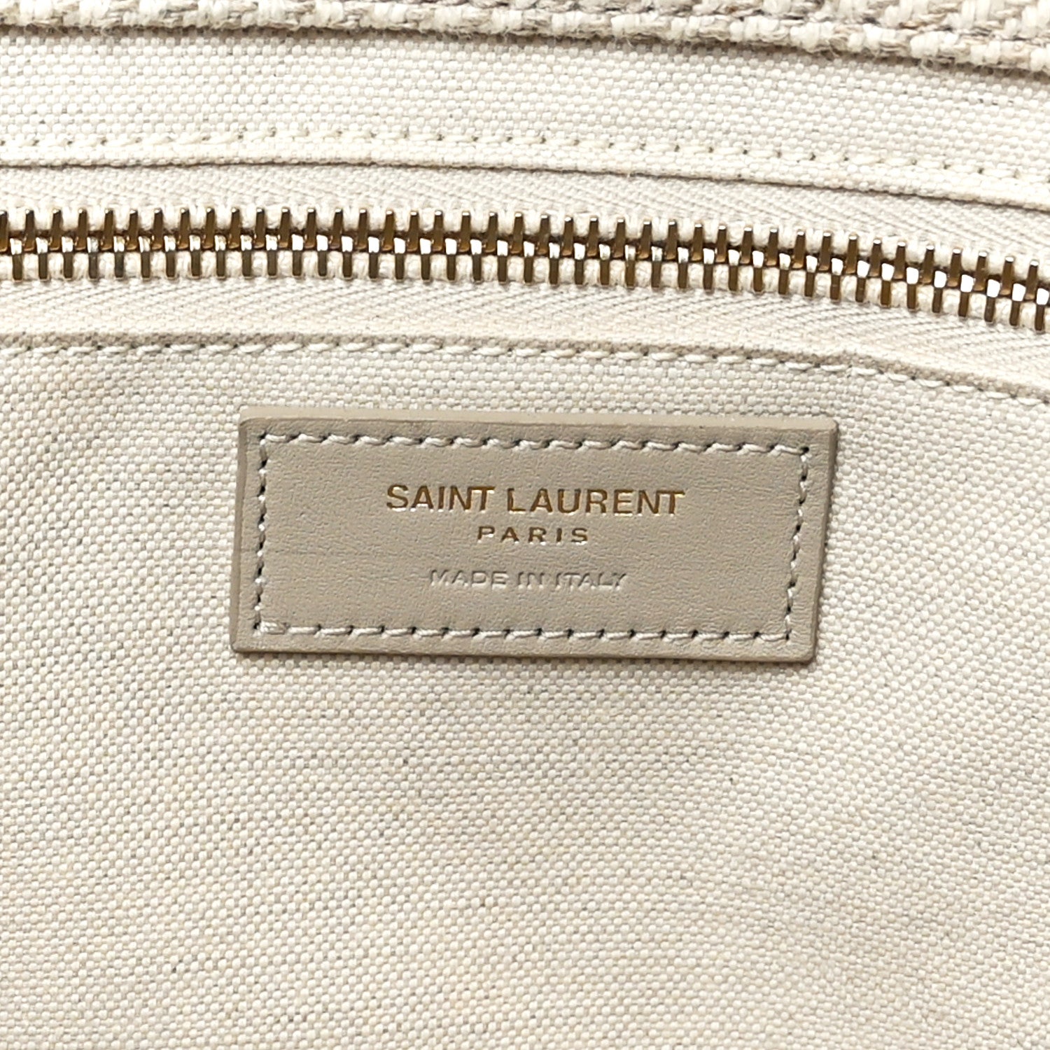 Saint Laurent Linen Calfskin Small Rive Gauche Tote Beige Sea Salt 6 of 10