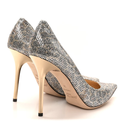 Jimmy Choo Coarse Glitter Fabric Aurora Leopard Print Abel Pumps 38 Champagne 5 of 8