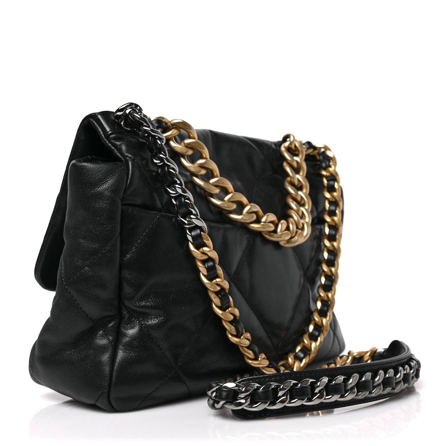 Lambskin Quilted Large Chanel 19 Flap Black