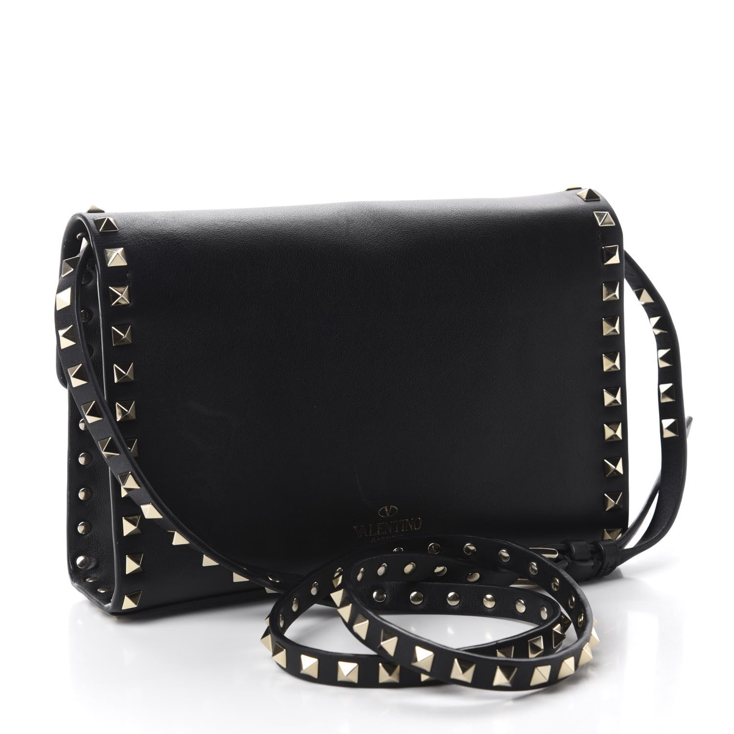 Valentino Garavani Vitello Medium Rockstud Flip Lock Crossbody Bag Black 3 of 13