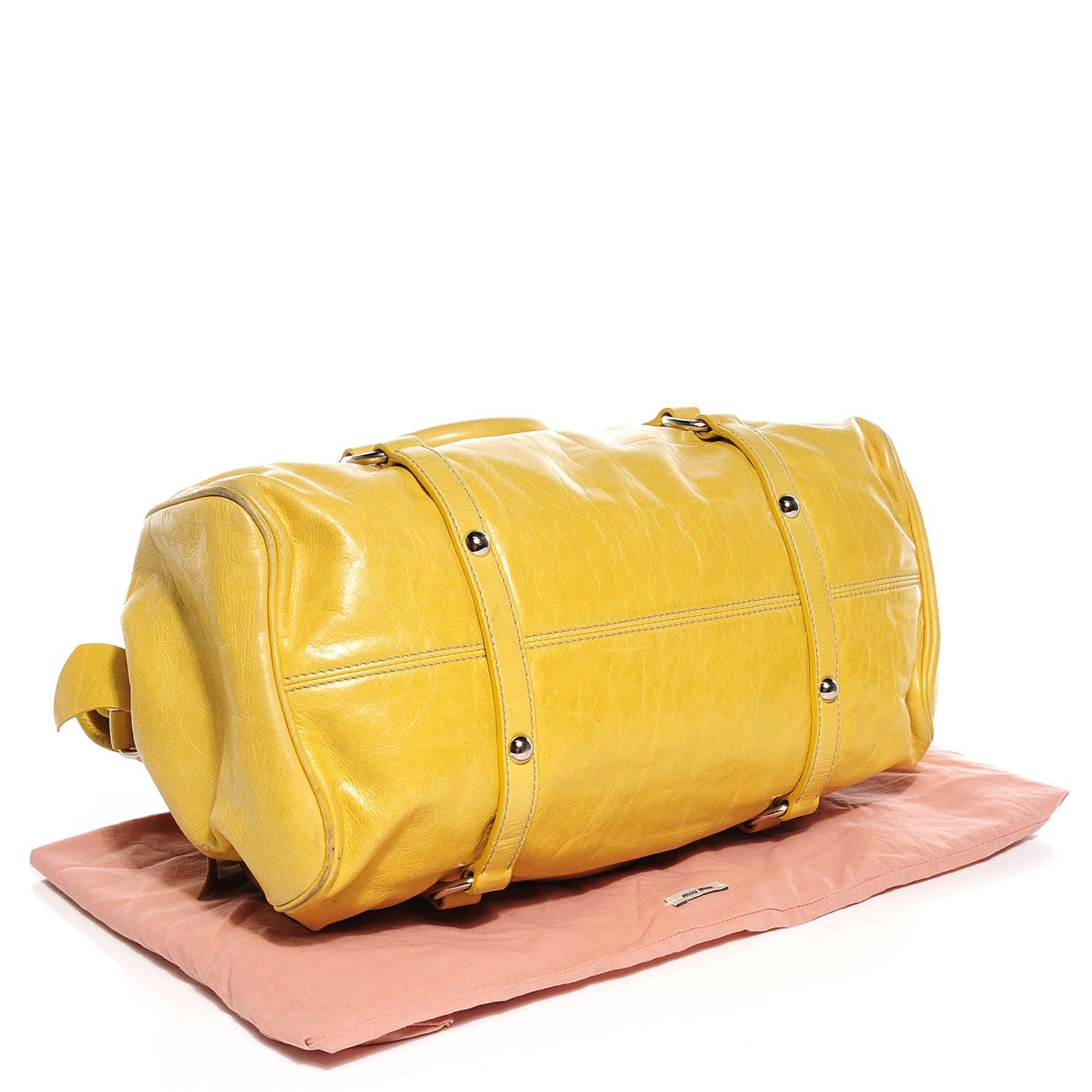 Miu Miu Vitello Lux Large Bow Bag Polline 4 of 9