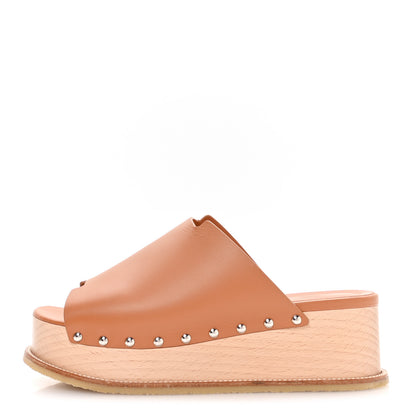 Hermes Calfskin Ellipse Mules 38 Marron Glaise 1 of 8