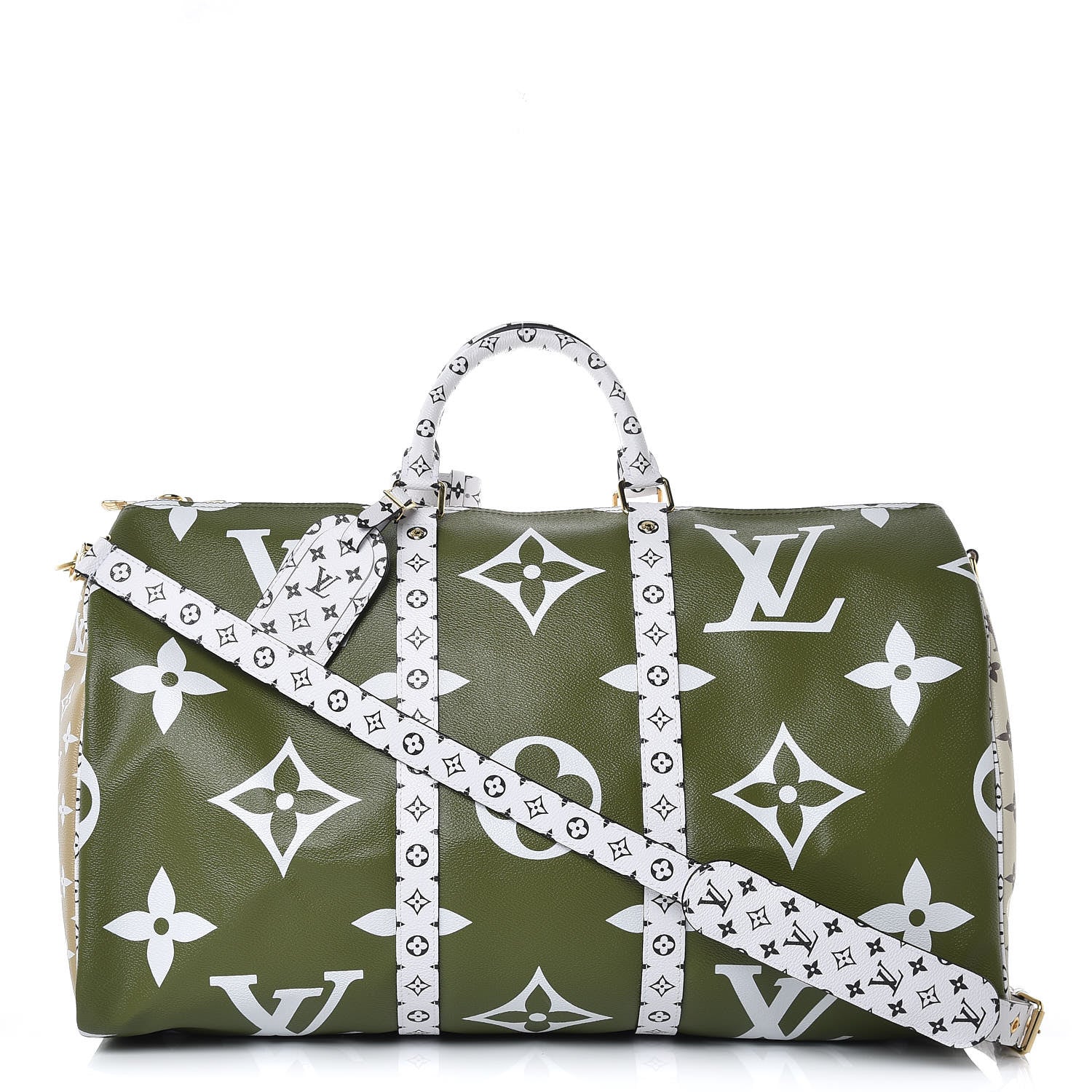 Louis Vuitton Monogram Giant Keepall Bandouliere 50 Kaki Beige 1 of 7
