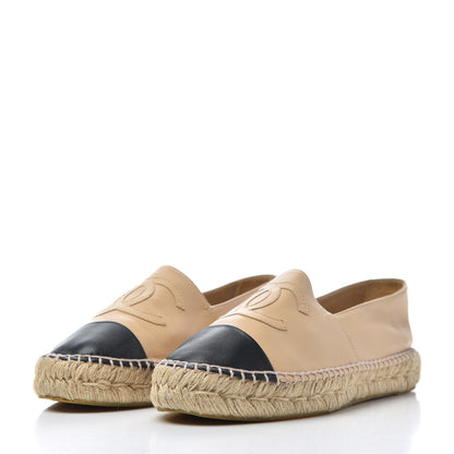Chanel Lambskin CC Espadrilles 40 Beige Black 3 of 23