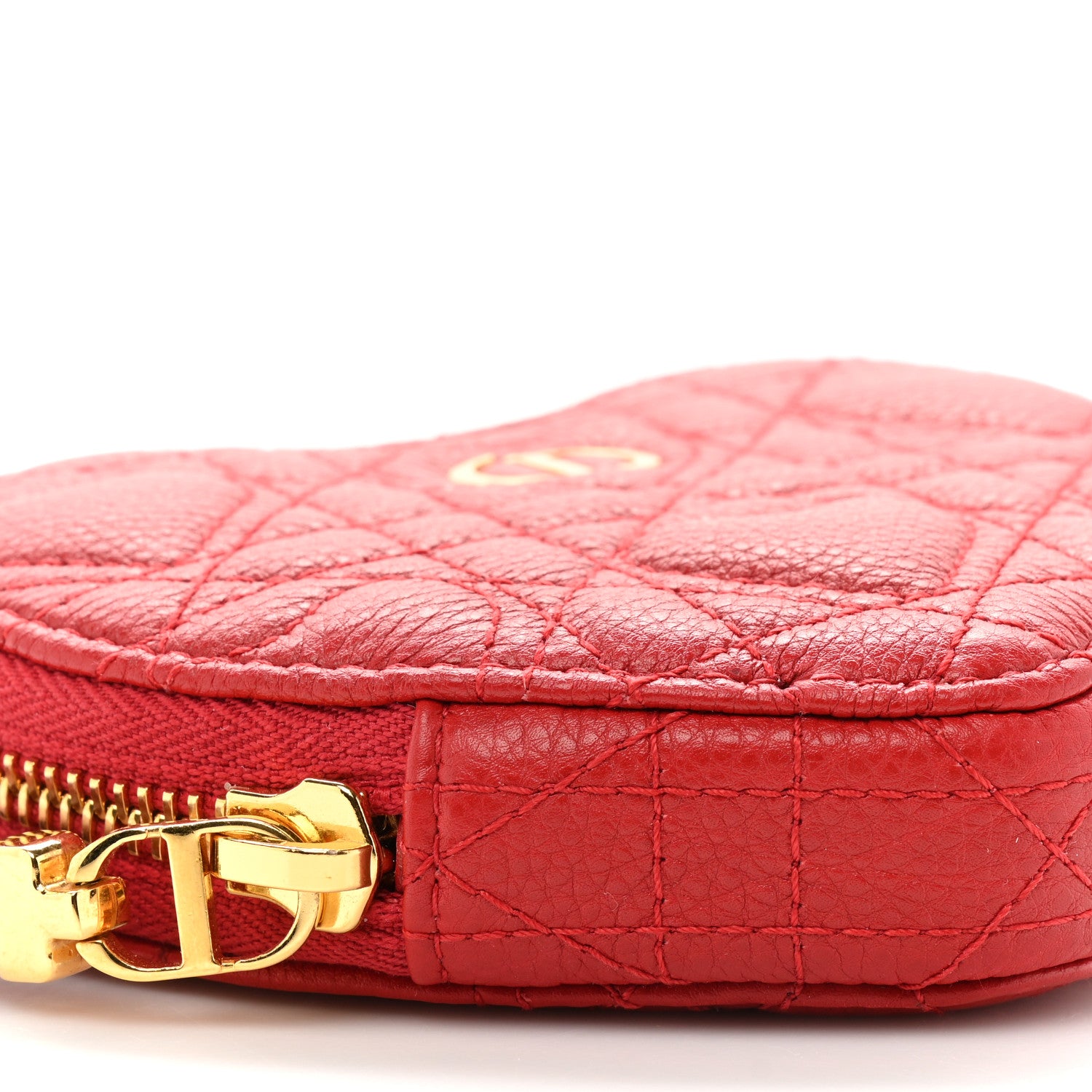 Christian Dior Calfskin Cannage Dioramour Caro Heart Pouch With Chain Bright Red 9 of 11