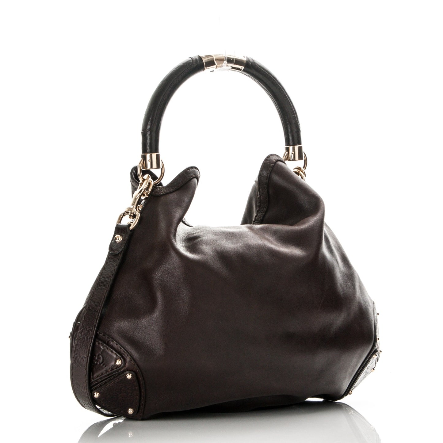 Calfskin Large Indy Top Handle Hobo Dark Brown