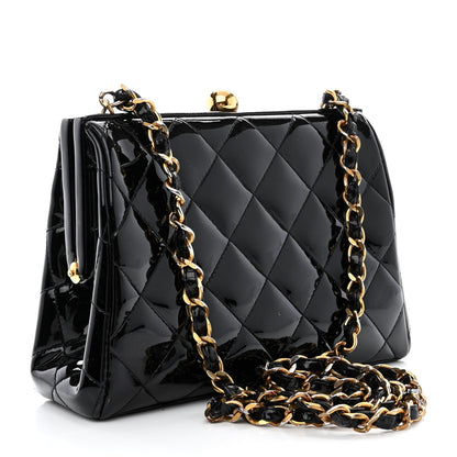 Chanel Patent Quilted Frame Evening Bag Black 3 of 12