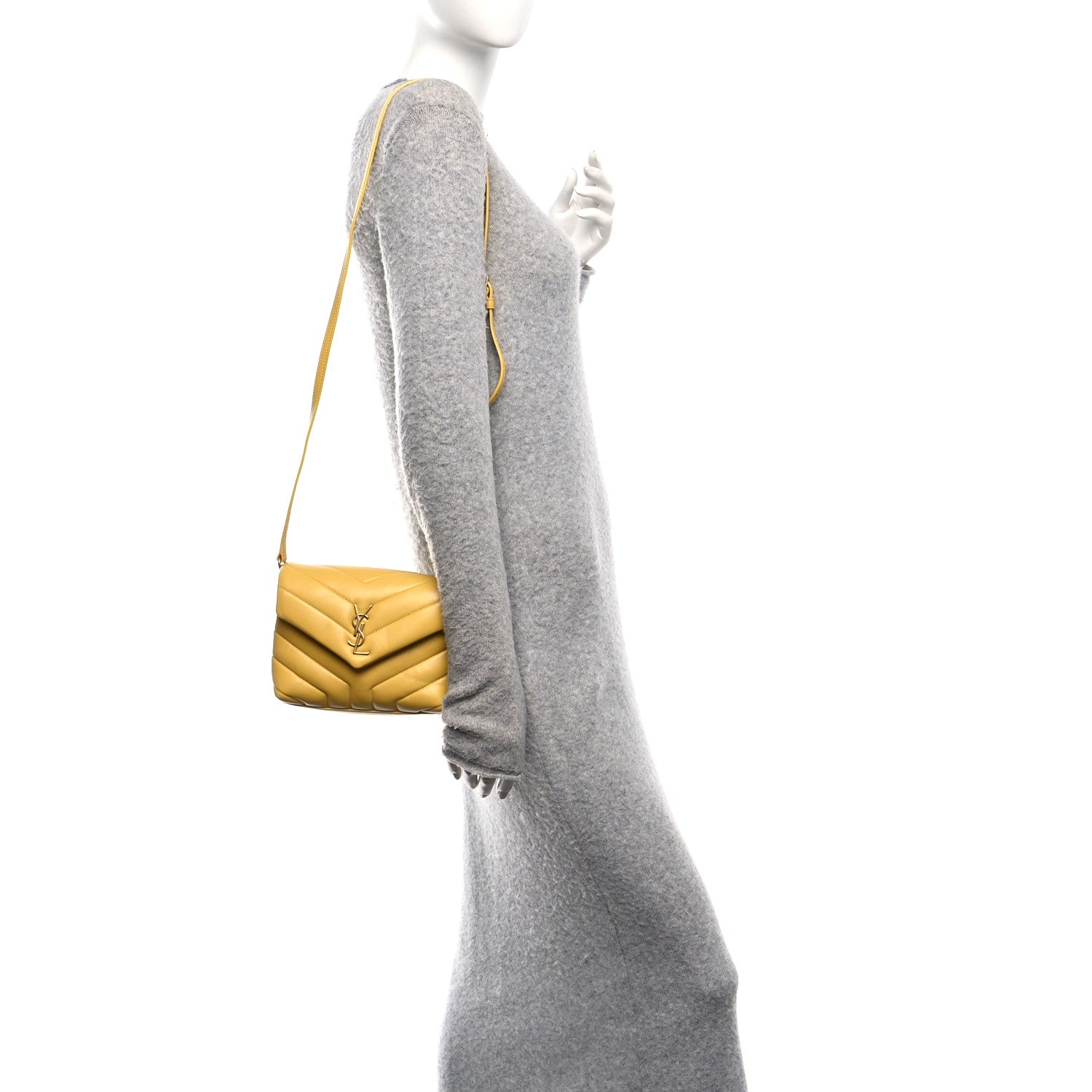 Saint Laurent Calfskin Y Quilted Monogram Toy Loulou Crossbody Bag Sunflower 2 of 11