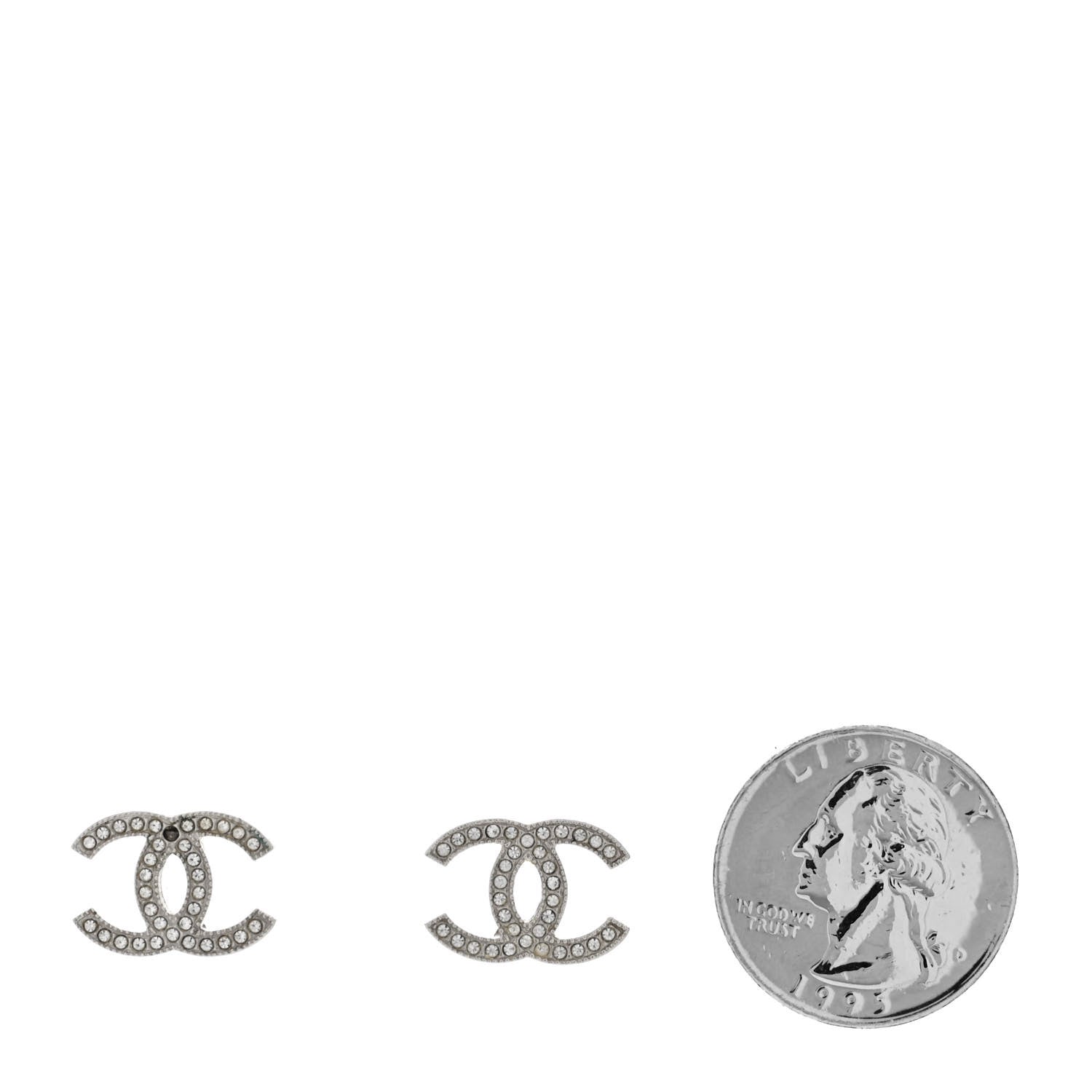 Chanel Crystal CC Earrings Silver 2 of 6