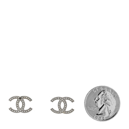 Chanel Crystal CC Earrings Silver 2 of 6