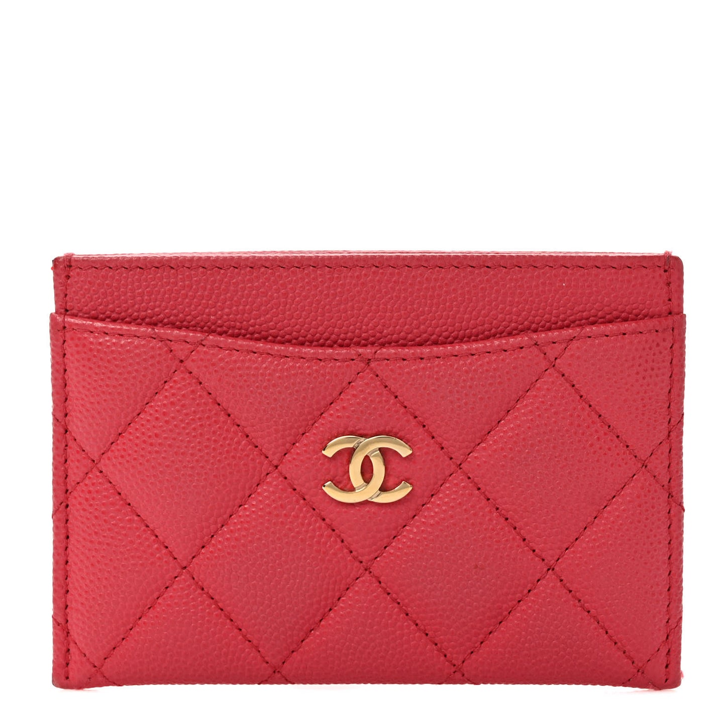Caviar Quilted Card Holder Dark Pink