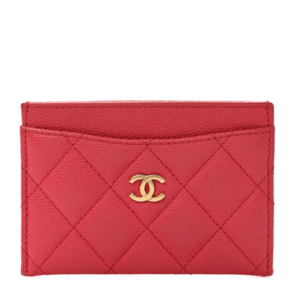 Chanel Caviar Quilted Card Holder Dark Pink 1 of 9