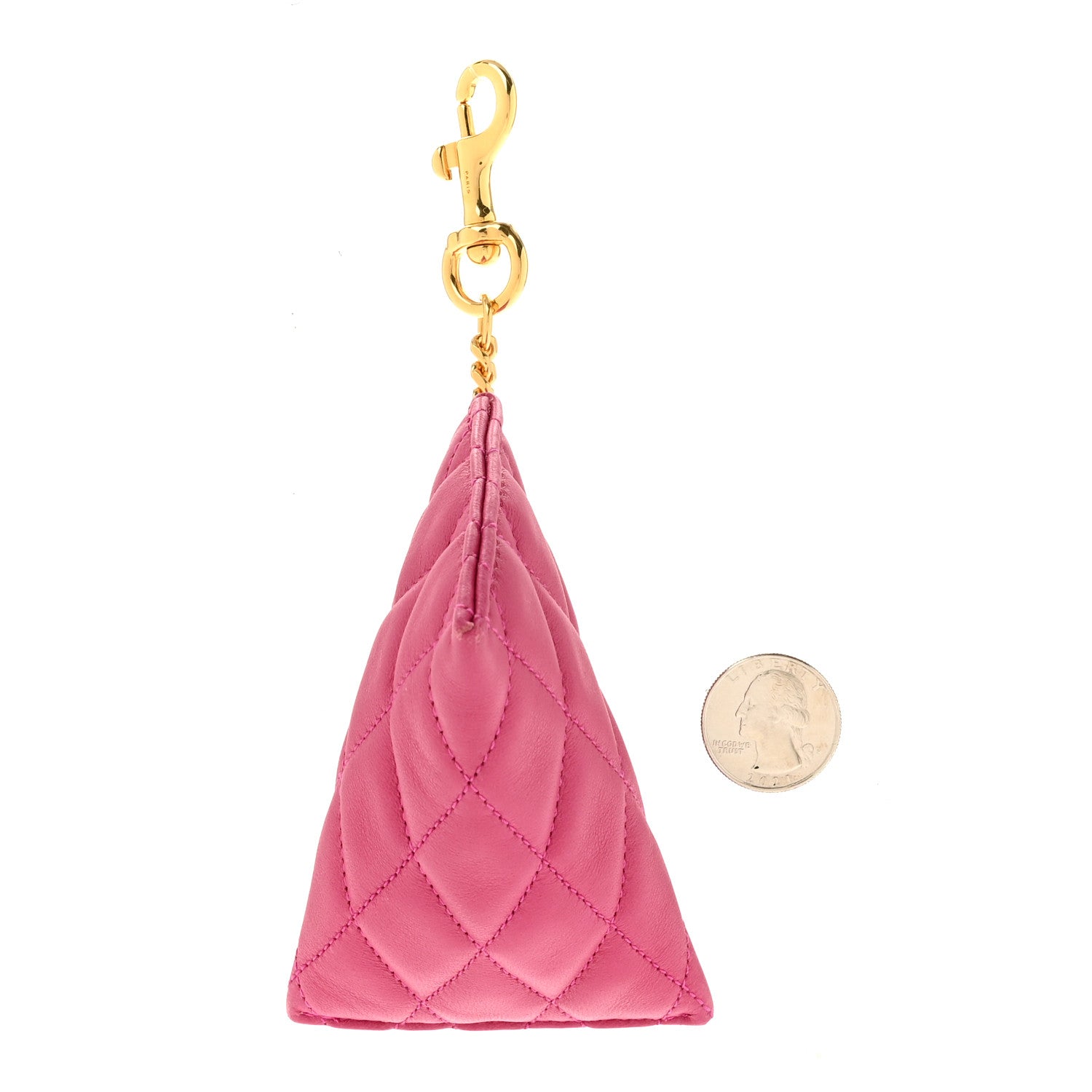 Saint Laurent Quilted Lambskin Berlingo Bag Charm Fuchsia 2 of 9