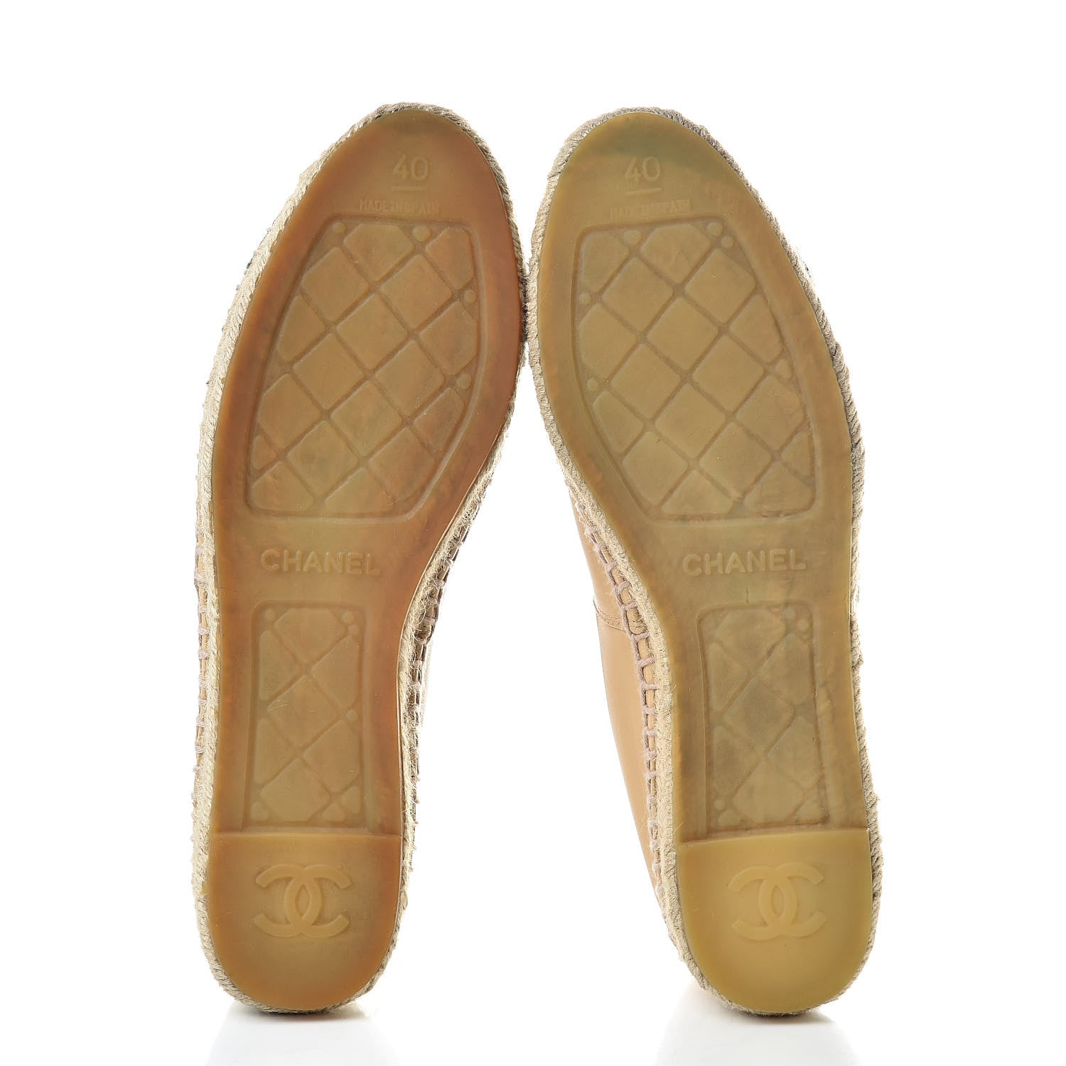 Chanel Lambskin CC Espadrilles 40 Beige Black 6 of 14