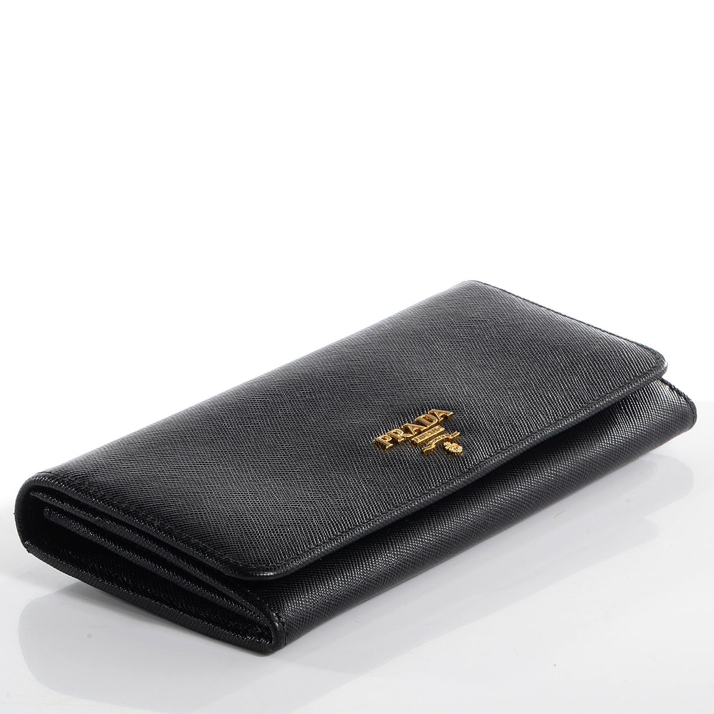Saffiano Metal Continental Flap Wallet Nero Black
