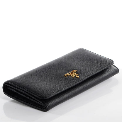 Prada Saffiano Metal Continental Flap Wallet Nero Black 4 of 10