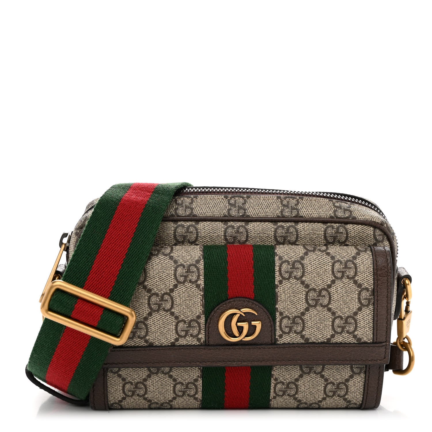 Gucci GG Supreme Monogram Web Mini Ophidia Bag Beige Ebony 1 of 11