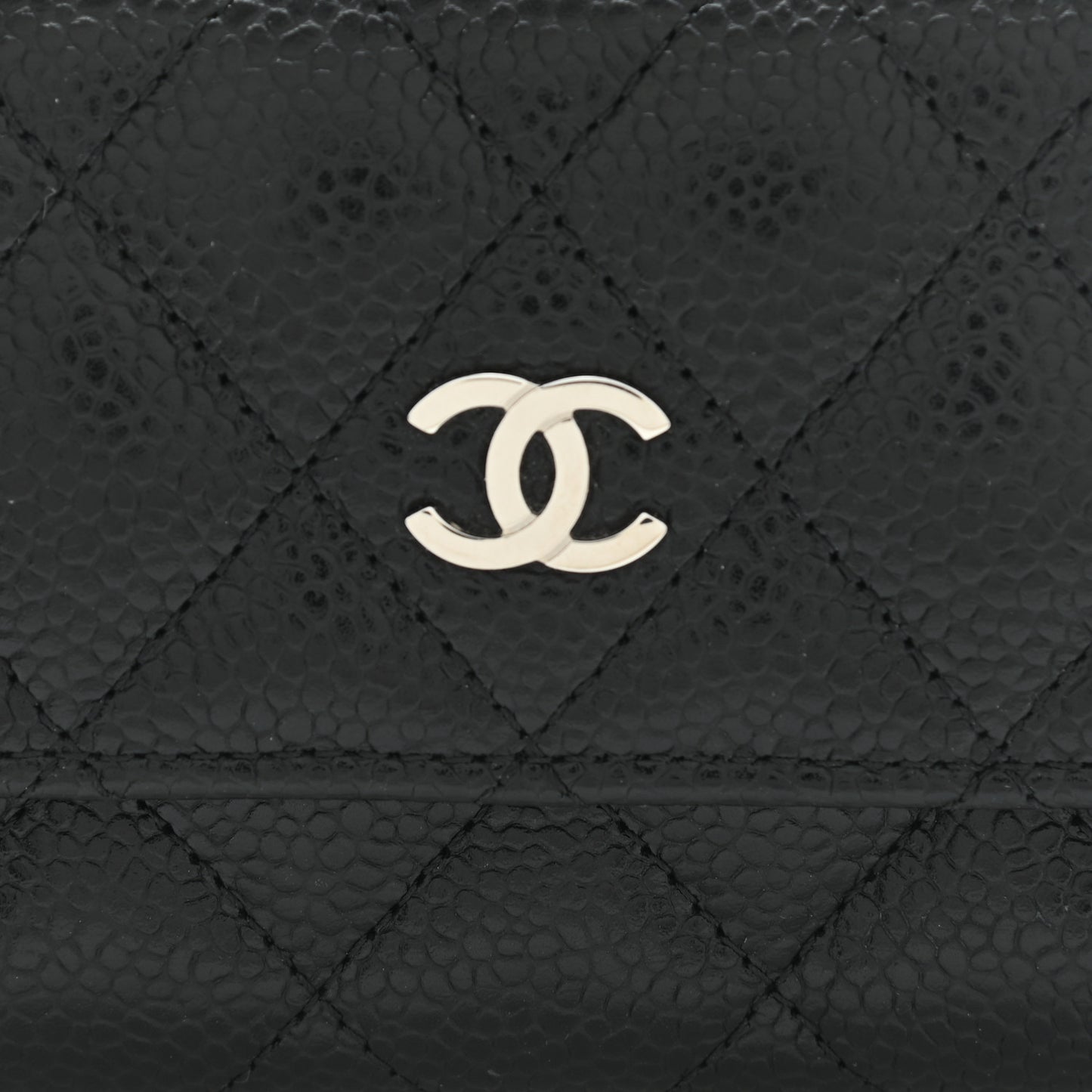 Caviar Quilted Flap Card Holder Black