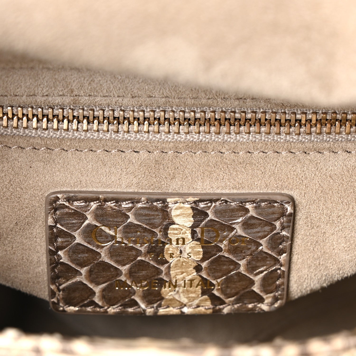 Christian Dior Metallic Snakeskin Cannage Mini Lady Dior Beige 6 of 10