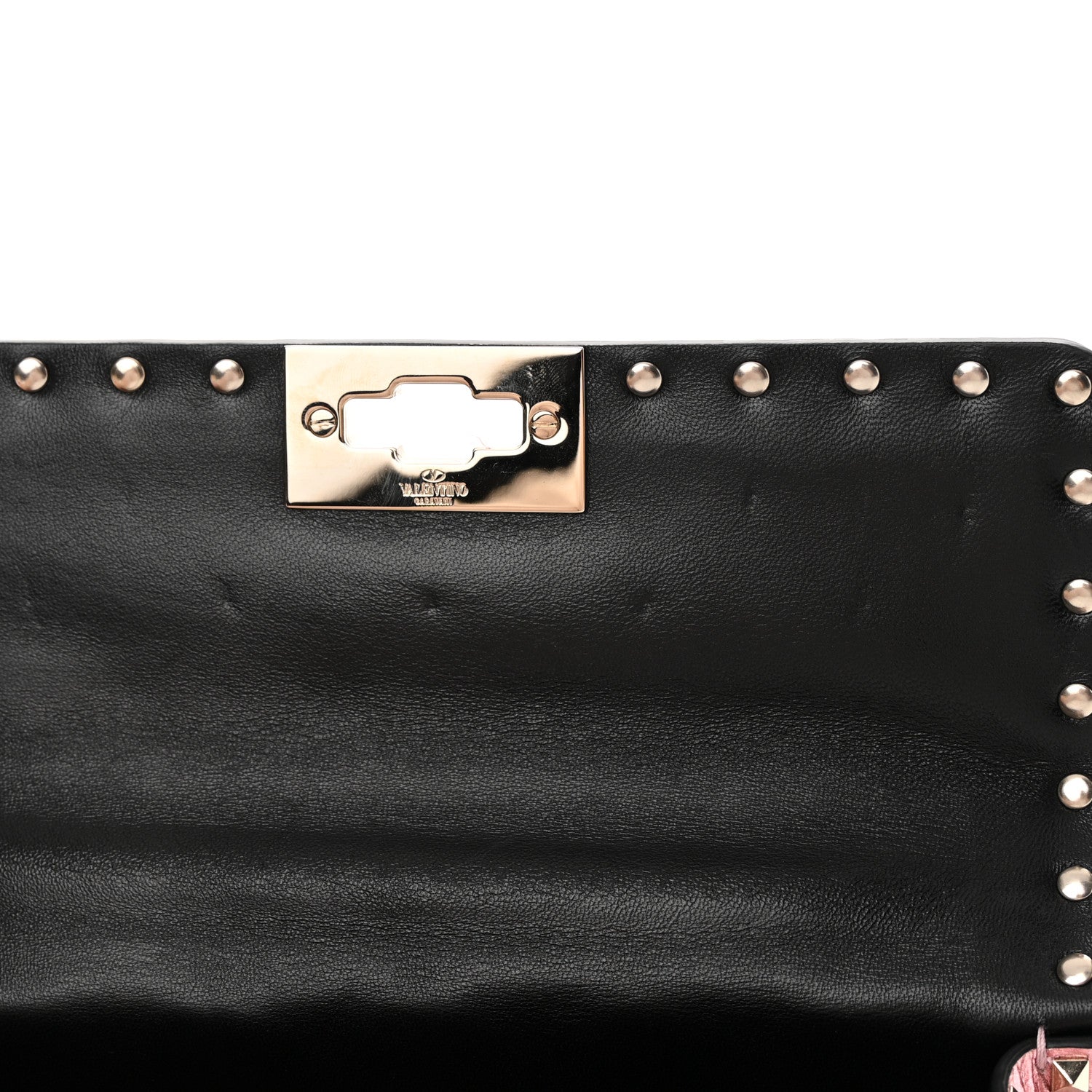 Valentino Garavani Metallic Wrinkled Lambskin Small Rockstud Spike Shoulder Bag Lipstick 10 of 10