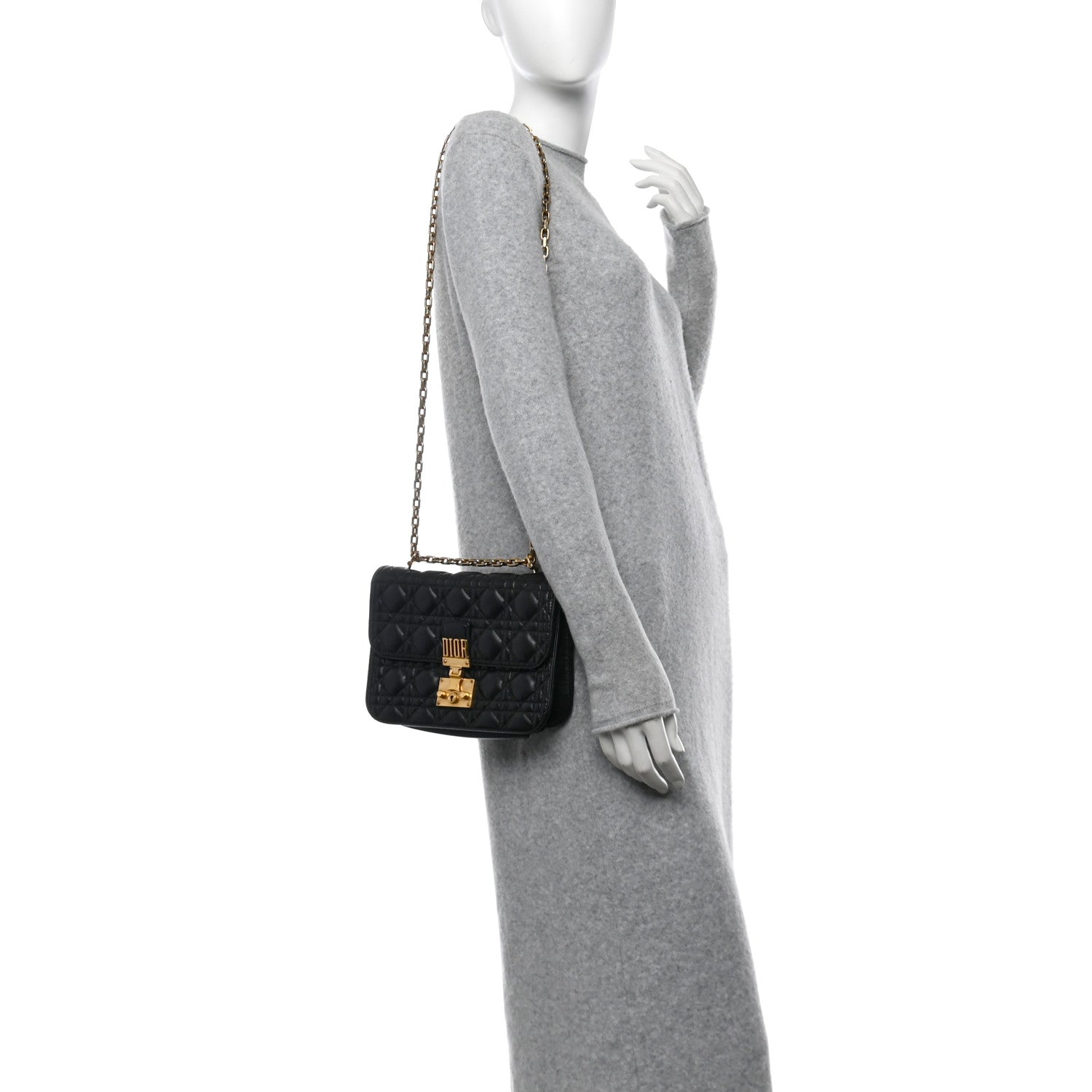 Christian Dior Lambskin Cannage Large Dioraddict Flap Bag Black 2 of 14