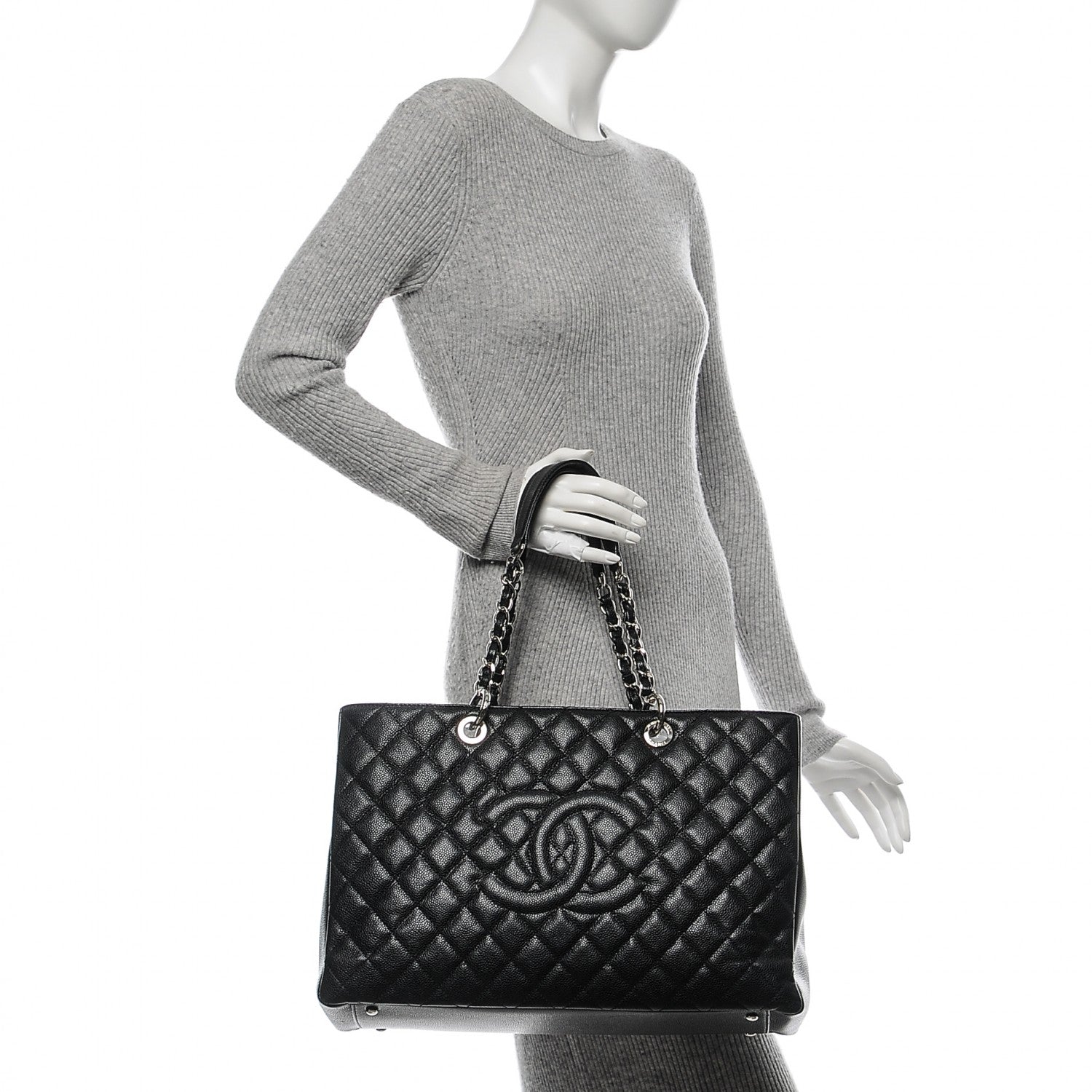 Chanel Caviar Quilted XL Grand Shopping Tote GST Black 2 of 7