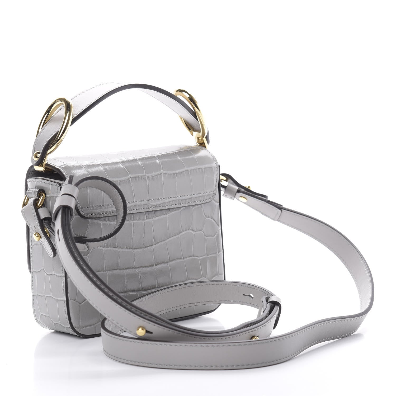Chloe Calfskin Crocodile Embossed Mini C Bag Stormy Grey 3 of 11