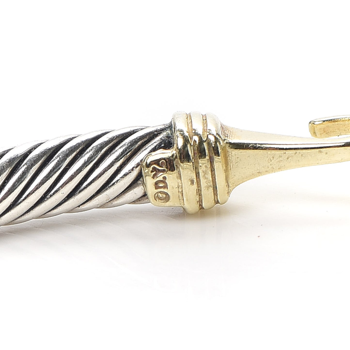 Sterling Silver 14K Yellow Gold 5mm Cable Classic Buckle Bracelet