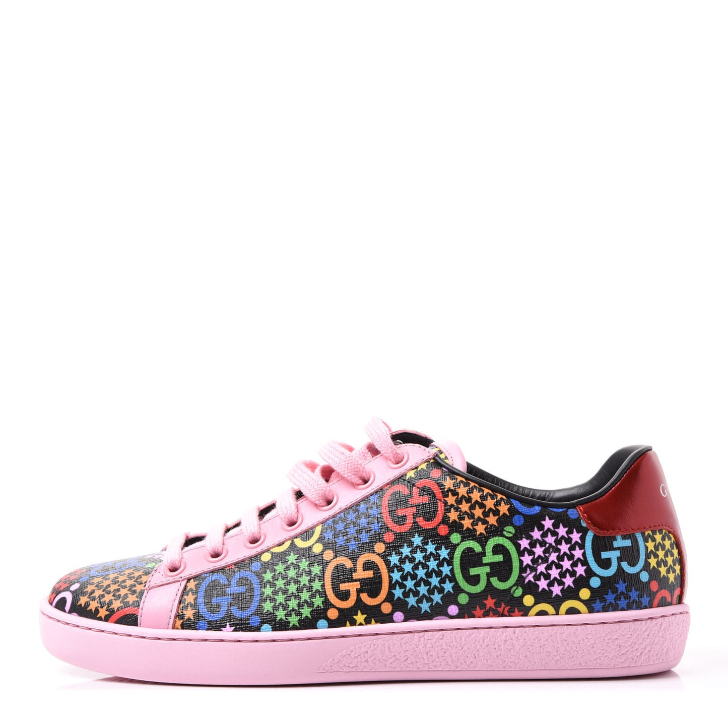 GG Supreme Monogram Psychedelic Womens Ace Sneakers 37 Black Multicolor Sugar Pink