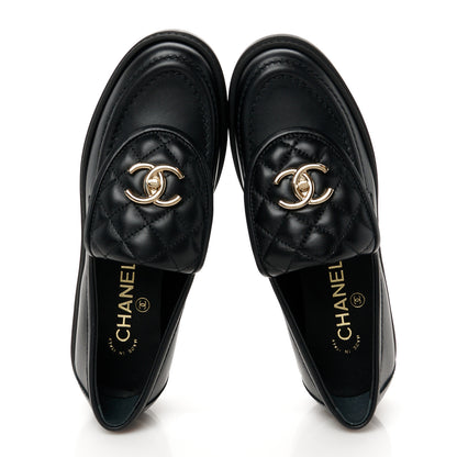Chanel Lambskin Quilted CC Turnlock Loafers 36.5 Black 2 of 9