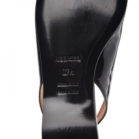 Hermes Patent Surprise Slingback Flats 37.5 Black 7 of 8