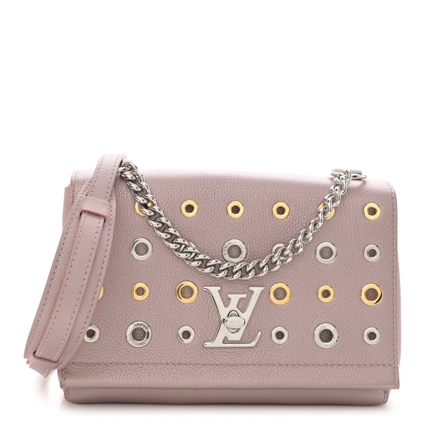 Soft Calfskin Eyelet Lockme II Chain Bag BB Rose Gold