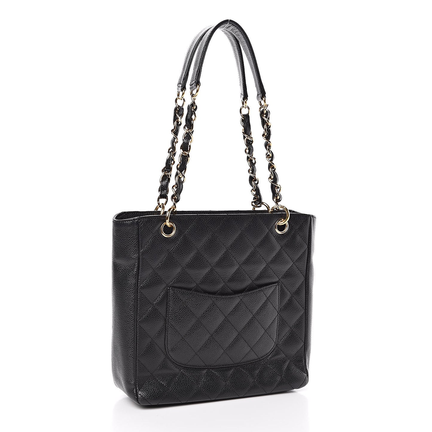 Caviar Quilted Petit Shopping Tote PST Black