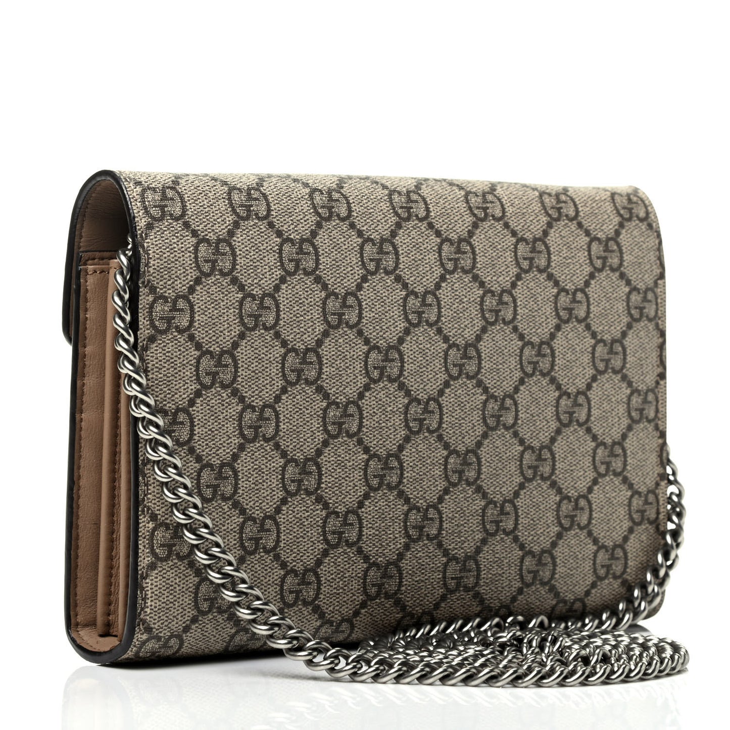 GG Supreme Monogram Mini Dionysus Chain Wallet Beige Taupe