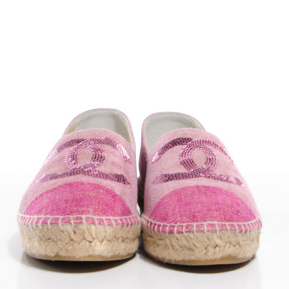 Chanel Canvas Sequin CC Espadrilles 38 Pink 2 of 6