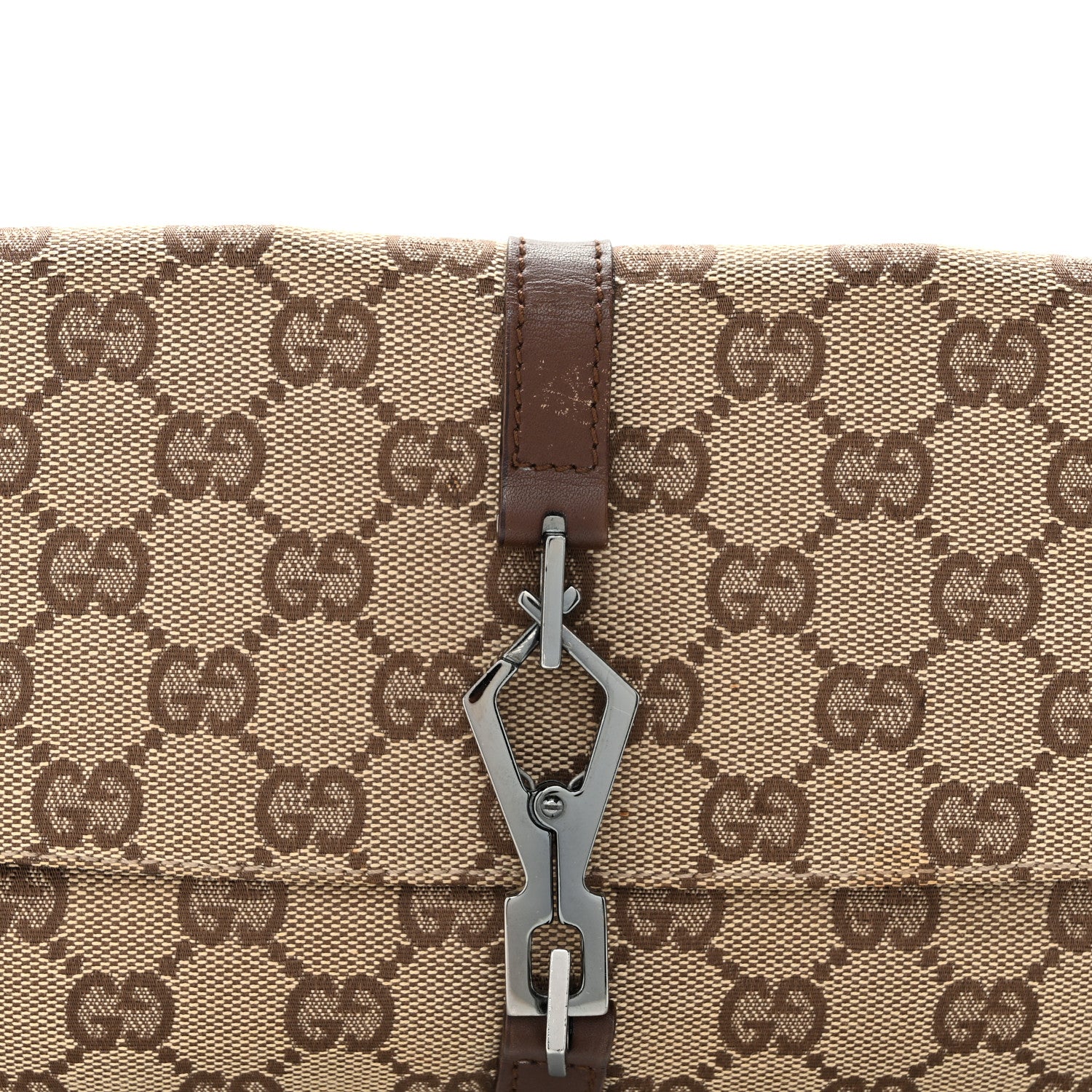 Gucci Monogram Jackie O Flap Bag Brown 8 of 13