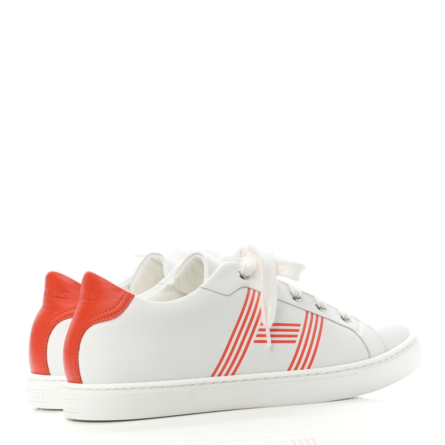 Calfskin Womens Advantage Sneakers 39.5 White Orange