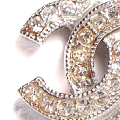 Chanel Crystal Timeless CC Earrings Silver 4 of 5