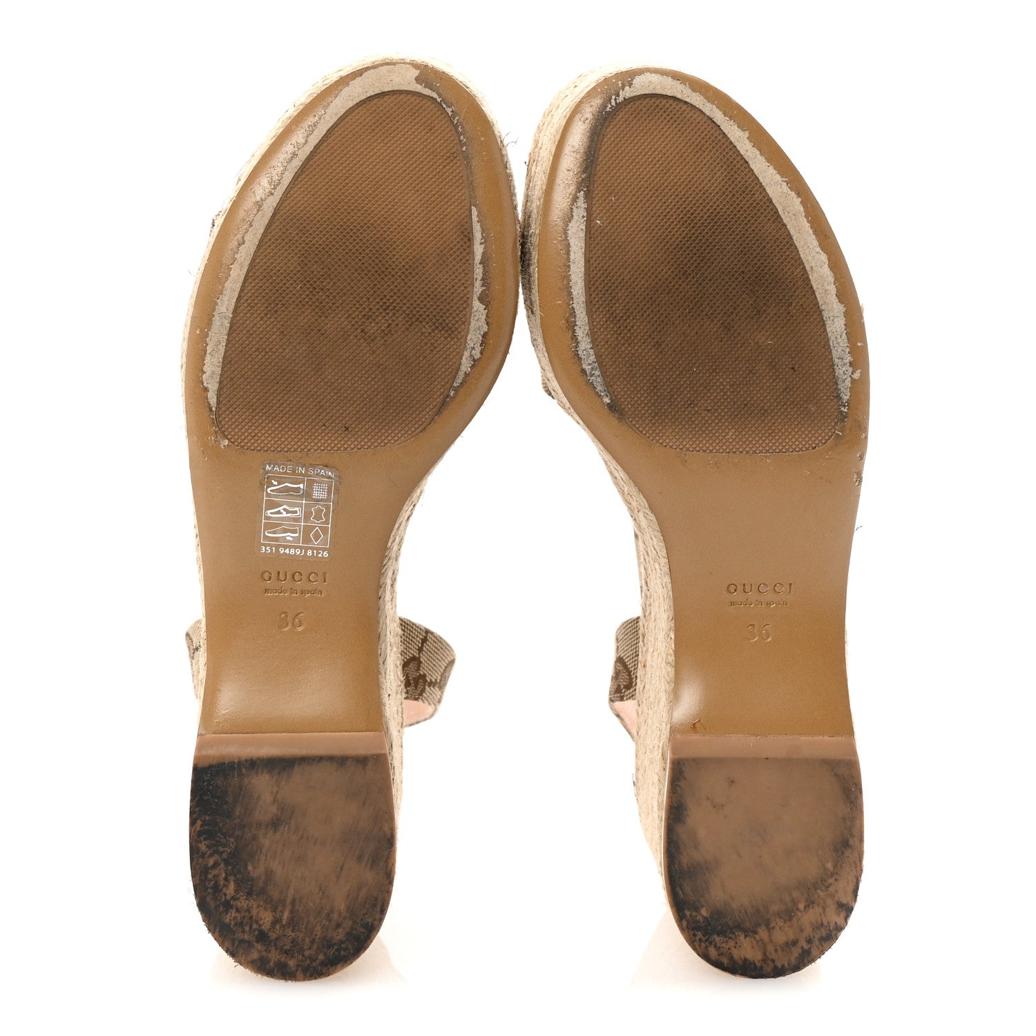 Gucci Monogram Nappa Chalotte Horsebit Ankle Strap 75mm Flatform Sandals 36 Beige Ebony 6 of 10