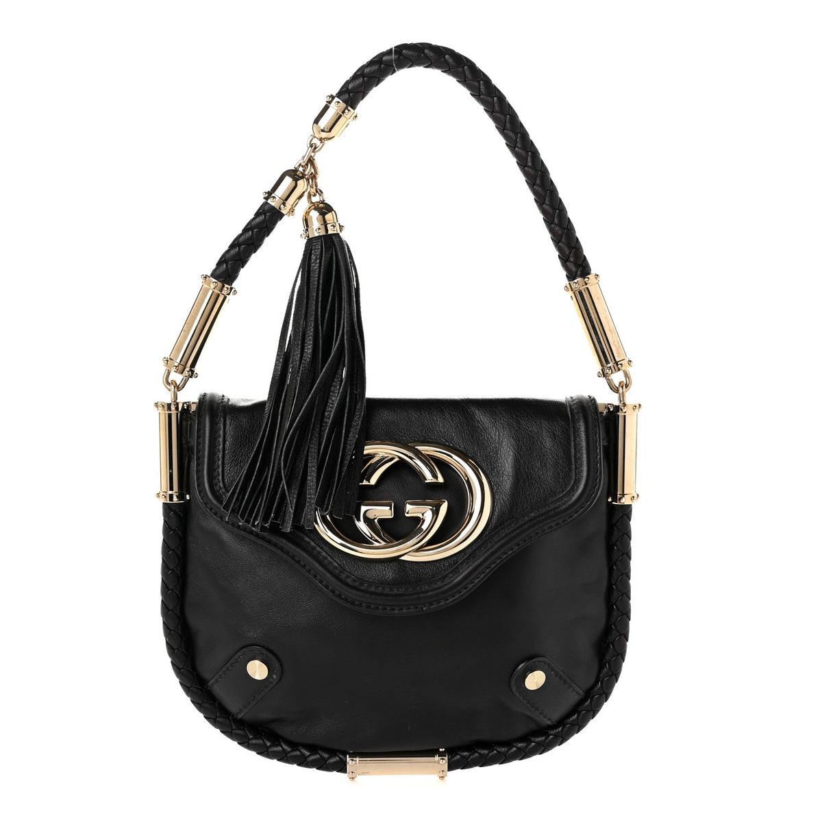 Gucci Calfskin Small Britt Tassel Shoulder Bag Black 1 of 11