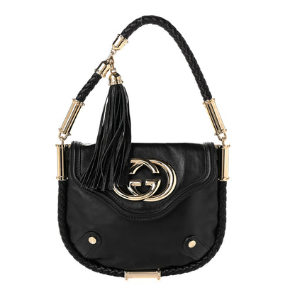 Gucci Calfskin Small Britt Tassel Shoulder Bag Black 1 of 11