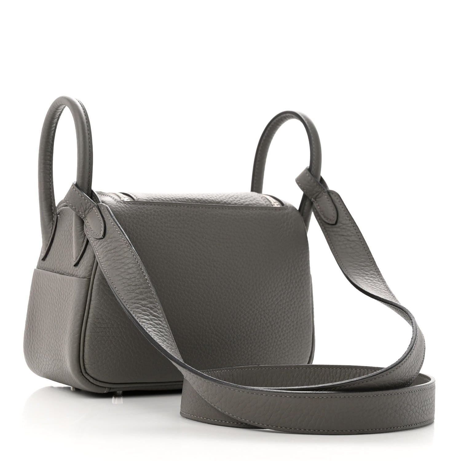 Hermes Taurillon Clemence Mini Lindy 20 Gris Meyer 3 of 10