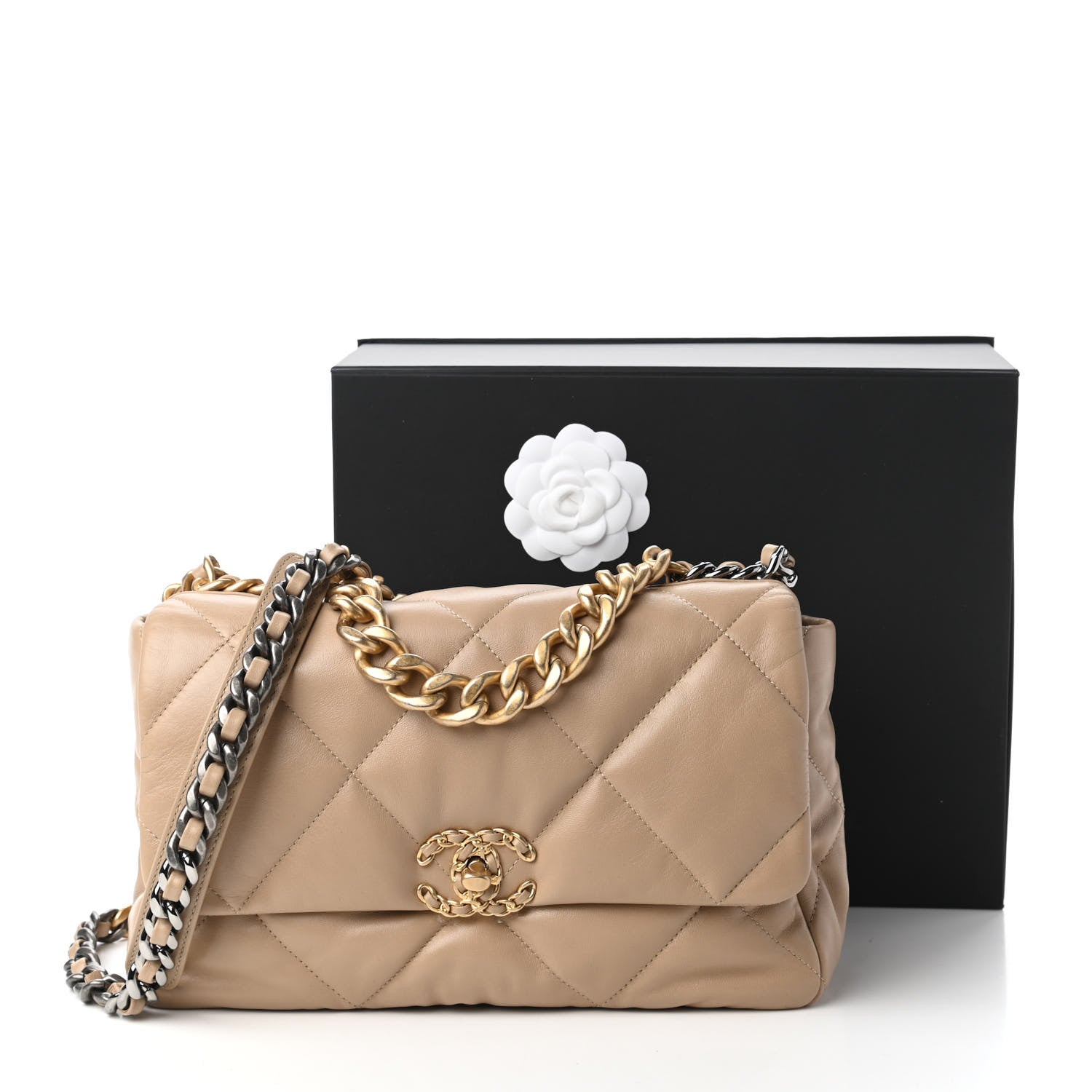 Chanel Lambskin Quilted Large Chanel 19 Flap Dark Beige 11 of 11