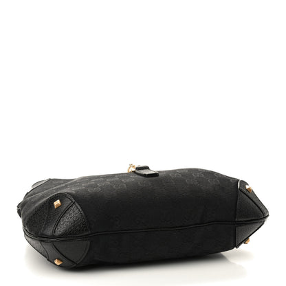 Gucci Monogram Piston Lock Jackie O Hobo Black 4 of 9