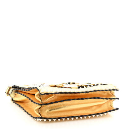 Fendi Metallic Calfskin Wonder Monster Kan I Shoulder Bag Gold 4 of 10