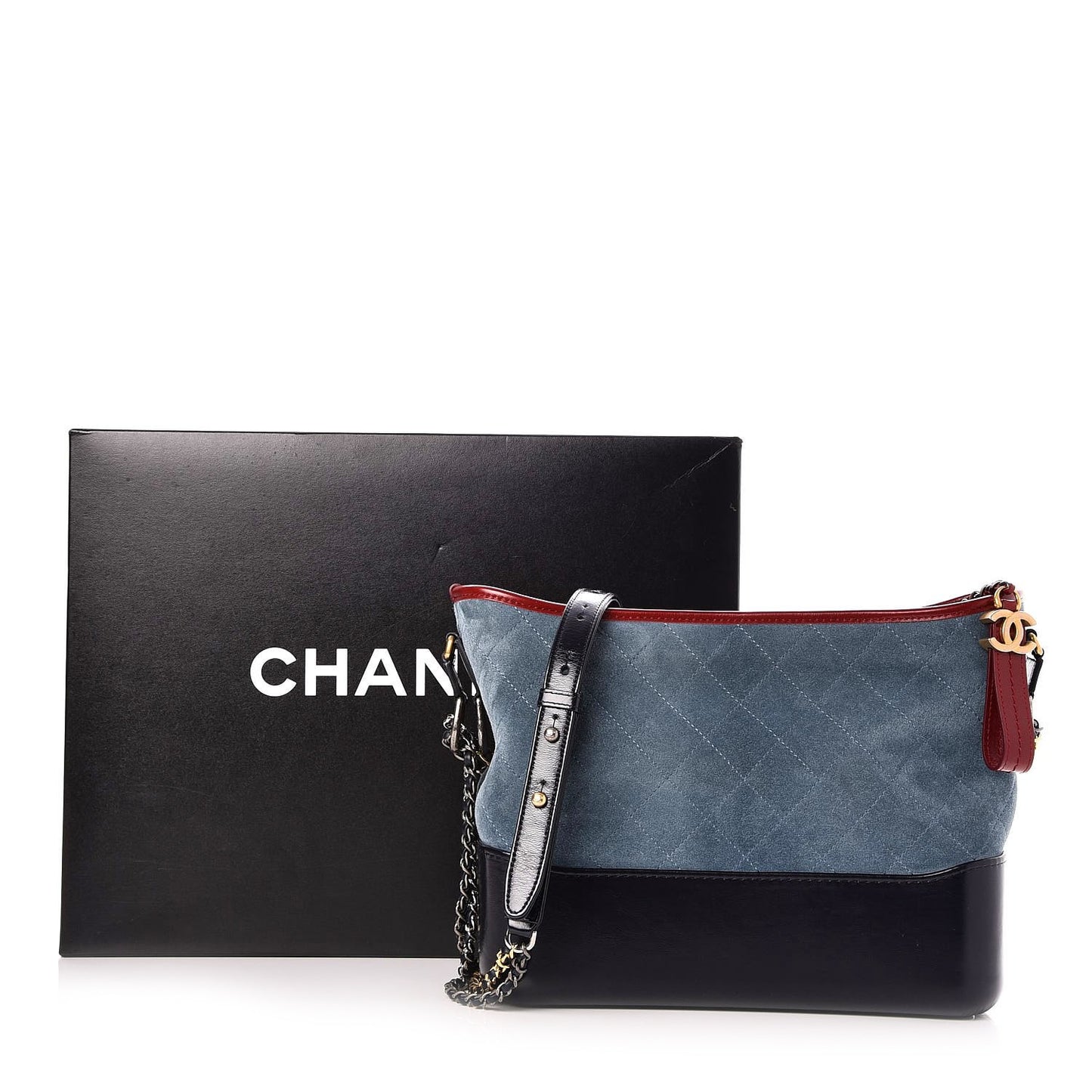 Suede Calfskin Quilted Medium Gabrielle Hobo Blue