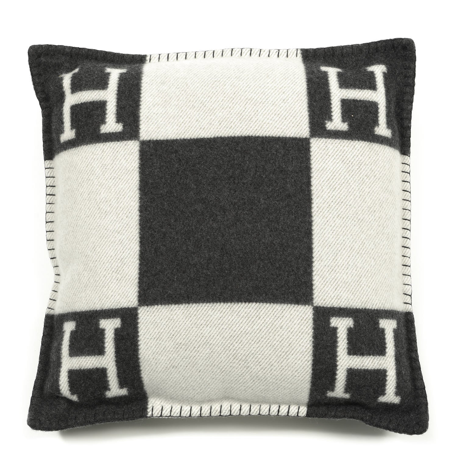 Hermes Wool Cashmere Avalon Pillow PM Ecru Gris Fonce 1 of 3
